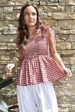 Nonni Gingham Bandeau Cami Sangria